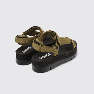 Back view of Oruga Up Green recycled PET sandals for women