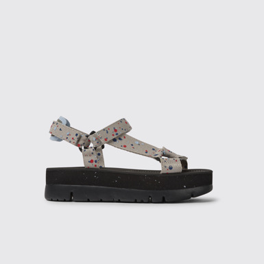 Side view of Oruga Up Multicolored recycled PET sandals for women
