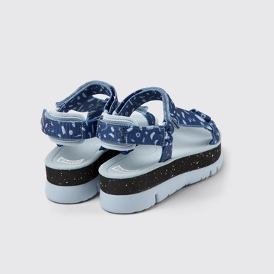 Back view of Oruga Up Multicolored textile sandals for women