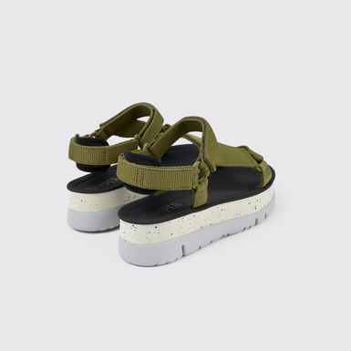 Back view of Oruga Up Green Textile Sandal for Women