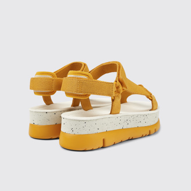 Back view of Oruga Up Orange Textile Sandal for Women