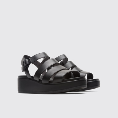 Front view of Misia Black Sandals for Women