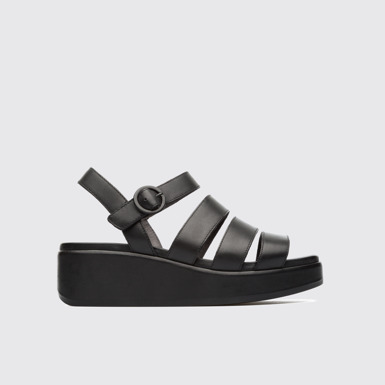 Side view of Misia Black Sandals for Women