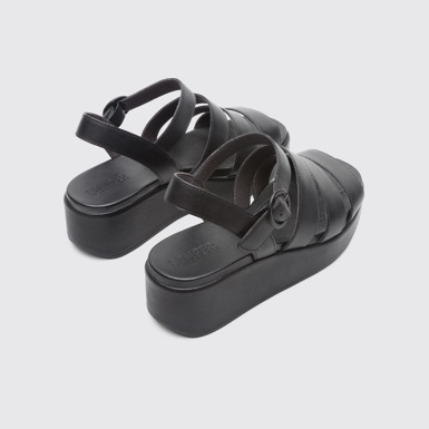 Back view of Misia Black Sandals for Women