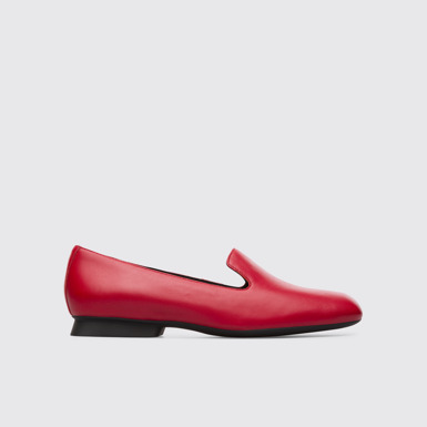 Side view of Casi Myra Red Flat Shoes for Women
