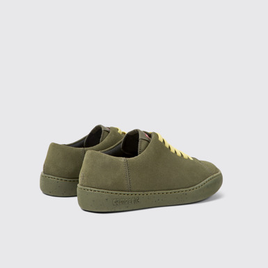 Back view of Peu Touring Green nubuck sneakers for women