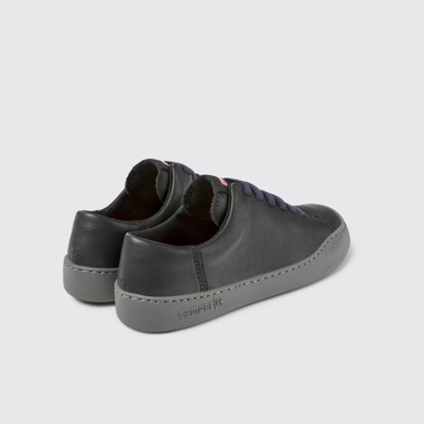 Back view of Peu Touring Black Leather Sneaker for Women.