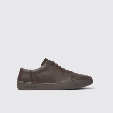 Side view of Peu Touring Burgundy leather sneakers for women
