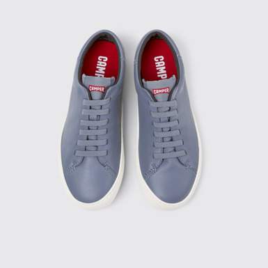Overhead view of Peu Touring Gray leather sneakers for women