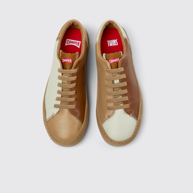 Overhead view of Twins Multicolored leather sneakers for women