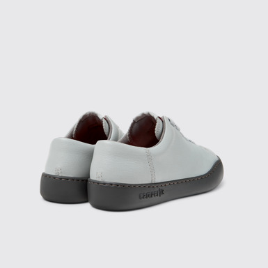 Back view of Peu Touring Gray Leather Sneaker for Women.