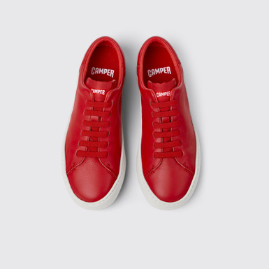 Overhead view of Peu Touring Red Leather Sneakers for Women.