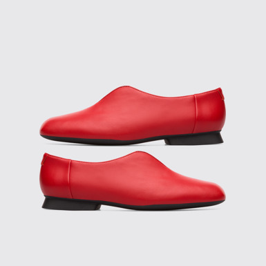 Side view of Twins Red Flat Shoes for Women