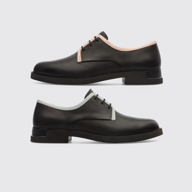 Side view of Twins Women's black TWINS lace up shoe