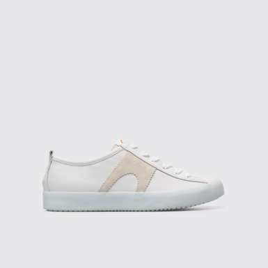 Side view of Imar Women’s white sneaker with cream details