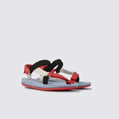 Front view of Match Red, white, and black sandals for women