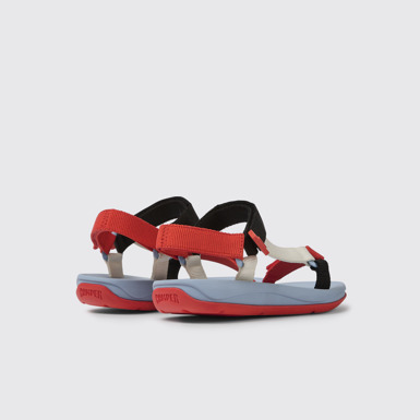 Back view of Match Red, white, and black sandals for women