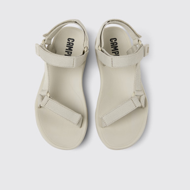 Overhead view of Match Gray textile sandals for women