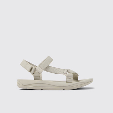 Side view of Match Gray textile sandals for women