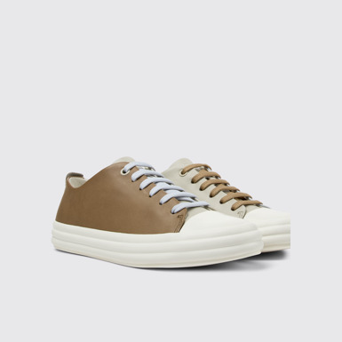Front view of Twins Gray Leather Sneakers for Women.