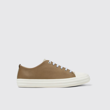 Side view of Twins Gray Leather Sneakers for Women.