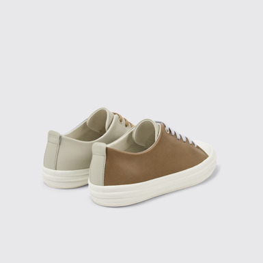 Back view of Twins Gray Leather Sneakers for Women.