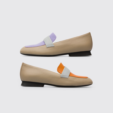 Side view of Twins Women’s multi-colored nubuck moccasin