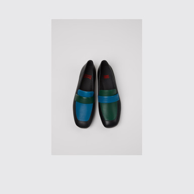 Overhead view of Twins Gray Leather Ballerinas for Women.
