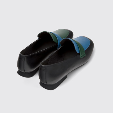 Back view of Twins Gray Leather Ballerinas for Women.