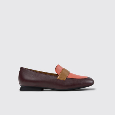 Side view of Twins Gray Leather Ballerinas for Women.