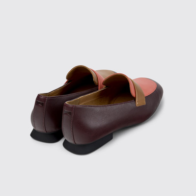 Back view of Twins Gray Leather Ballerinas for Women.