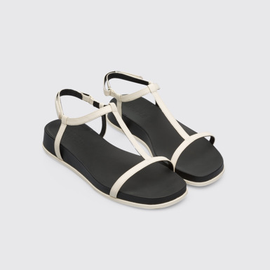 Front view of Atonik Women’s cream T-strap sandal