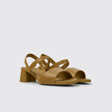 Front view of Katie Brown leather sandals for women