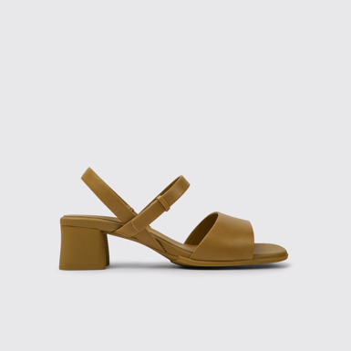 Side view of Katie Brown leather sandals for women