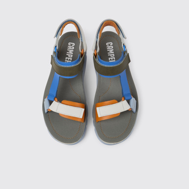 Oruga Up Sandalia de piel en color azul, naranja y blanca para mujer