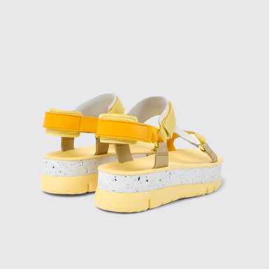 Back view of Oruga Up Multicolored leather sandals for women