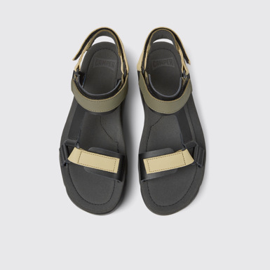 Overhead view of Oruga Up Multicolored leather sandals for women