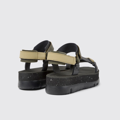 Back view of Oruga Up Multicolored leather sandals for women