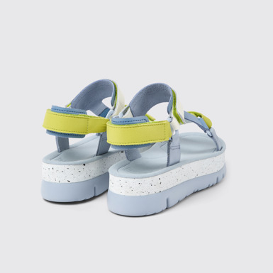 Back view of Oruga Up Multicolored leather sandals for women