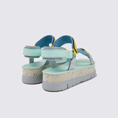 Back view of Oruga Up Multicolored Leather Sandal for Women
