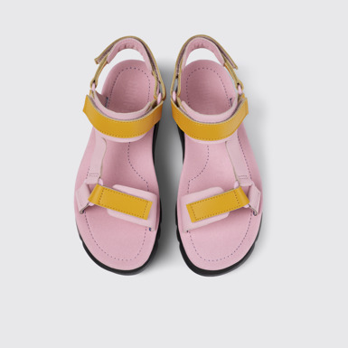 Overhead view of Oruga Up Multicolored Leather Sandal for Women
