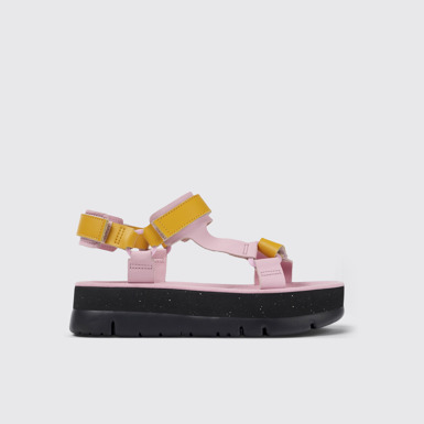 Side view of Oruga Up Multicolored Leather Sandal for Women