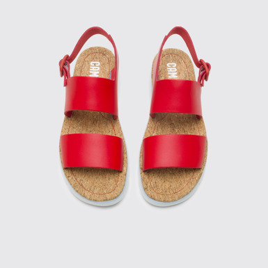 Overhead view of Oruga Red sandal for women