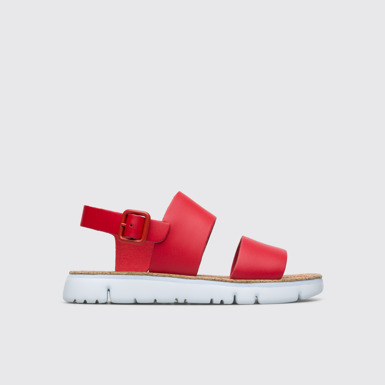Side view of Oruga Red sandal for women