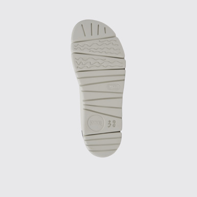 The sole of Oruga White leather sandals for women