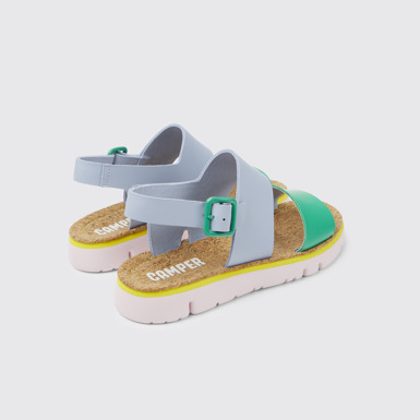 Back view of Oruga Blue and green sandals for women