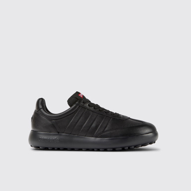 Side view of Pelotas XLite Black Leather and Textile Sneakers for Women
