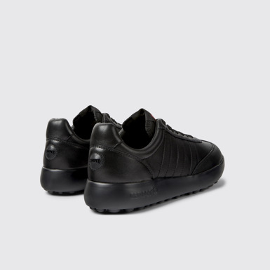 Back view of Pelotas XLF Black Leather and Textile Sneakers for Women.