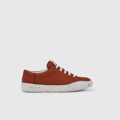Side view of Peu Touring Red recycled PET sneakers for women