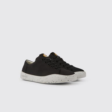 Front view of Peu Touring Black recycled PET sneakers for women